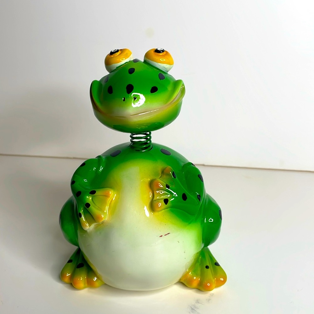Vintage Exhart glossy bobble head wobbler frog